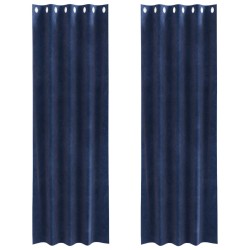 Rideaux occultants 2 pcs Bleu foncé 140 x 260 cm Velours 536742536742