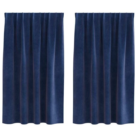 Rideaux occultants 2 pcs Bleu foncé 140 x 140 cm Velours 536743536743