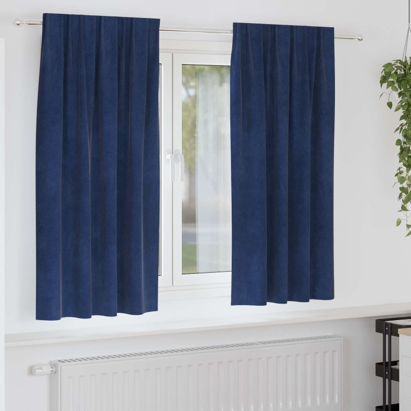 Rideaux occultants 2 pcs Bleu foncé 140 x 175 cm Velours 536744536744