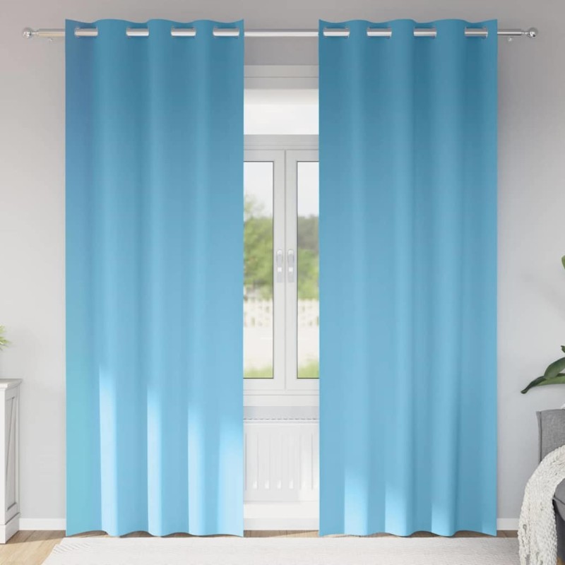 Rideaux occultants avec anneaux 2 pcs Bleu clair 225 x 140 cm 536752536752