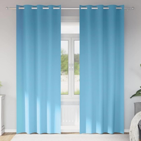 Rideaux occultants avec anneaux 2 pcs Bleu clair 225 x 140 cm 536752536752
