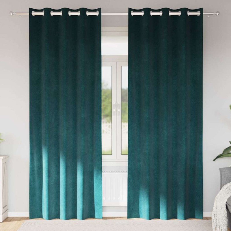 Rideaux occultants 2 pcs Vert foncé 140 x 225 cm Velours 536756536756