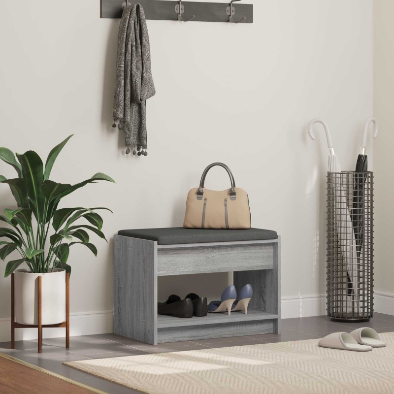 Banc d'entrée avec coussin Gris Sonoma 63 x 38 x 45 cm 536759536759