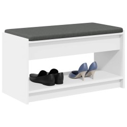 Banc d'entrée Blanc 83 x 38 x 45 cm Bois Ingénierie et Tissu 536760536760