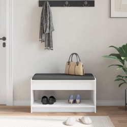 Banc d'entrée Blanc 83 x 38 x 45 cm Bois Ingénierie et Tissu 536760536760