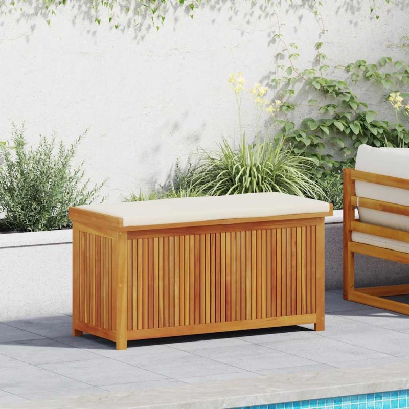 Boîte à coussins d'extérieur 113x50x60,5cm bois massif d'acacia 536804536804