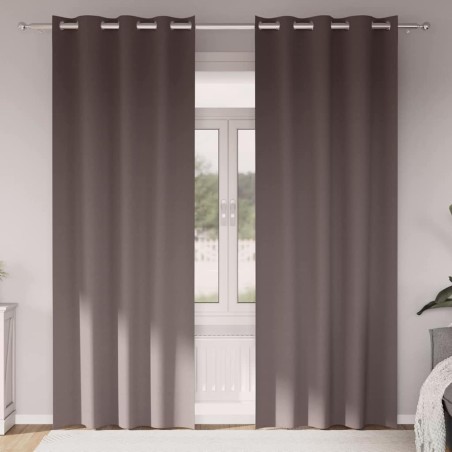 Rideaux occultants avec anneaux 2 pcs Marron foncé 225 x 140 cm 536861536861