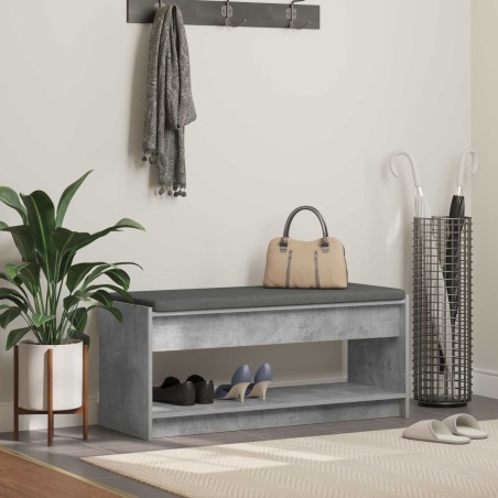 Banc d'entrée avec coussin Gris Béton 103 x 38 x 45 cm 536867536867