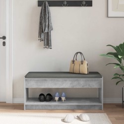 Banc d'entrée avec coussin Gris Béton 103 x 38 x 45 cm 536867536867