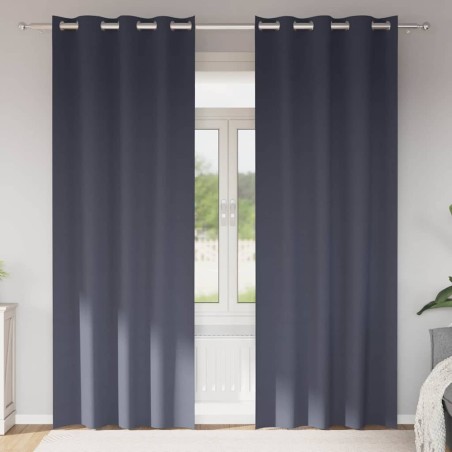 Rideaux occultants avec anneaux 2 pcs Anthracite 260 x 140 cm 536869536869