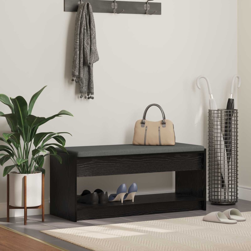 Banc d'entrée avec coussin Chêne Noir 103 x 38 x 45 cm 536873536873