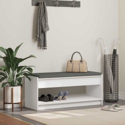 Banc d'entrée Blanc 103 x 38 x 45 cm Bois Ingénierie et Tissu 536874536874