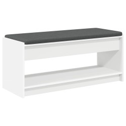 Banc d'entrée Blanc 103 x 38 x 45 cm Bois Ingénierie et Tissu 536874536874