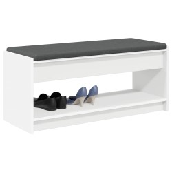 Banc d'entrée Blanc 103 x 38 x 45 cm Bois Ingénierie et Tissu 536874536874