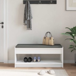 Banc d'entrée Blanc 103 x 38 x 45 cm Bois Ingénierie et Tissu 536874536874