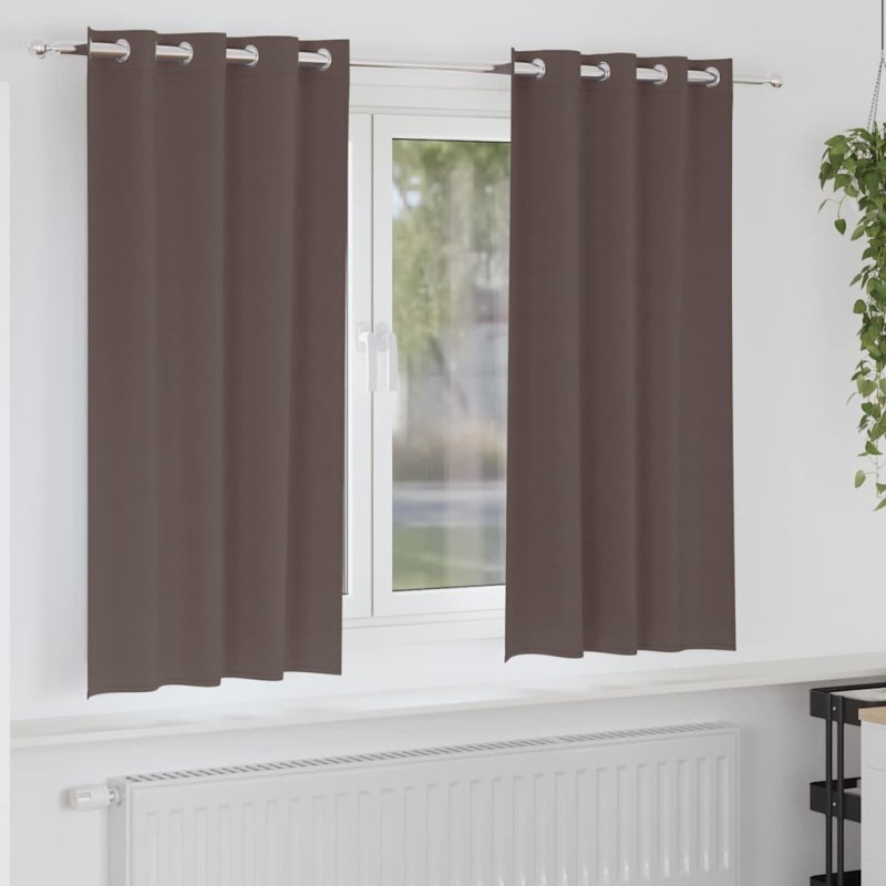 Rideaux occultants avec anneaux 2 pcs Marron foncé 175 x 140 cm 536878536878