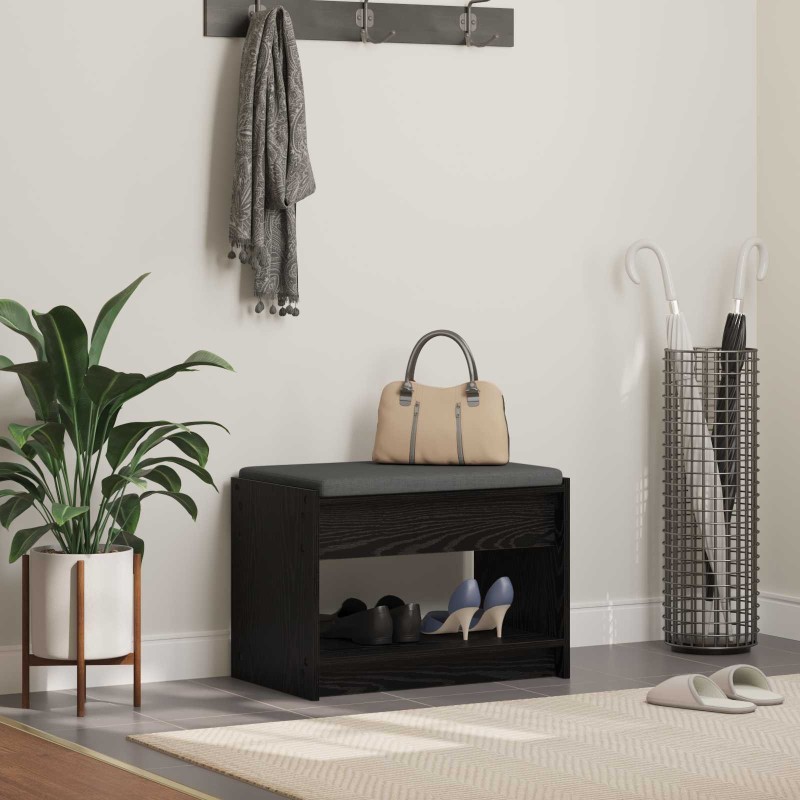Banc d'entrée avec coussin Chêne Noir 63 x 38 x 45 cm 536880536880