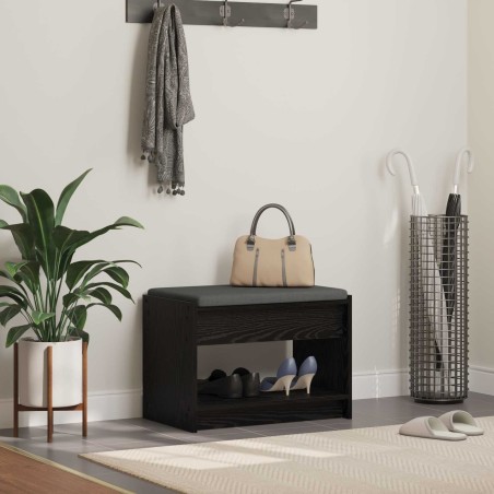 Banc d'entrée avec coussin Chêne Noir 63 x 38 x 45 cm 536880536880