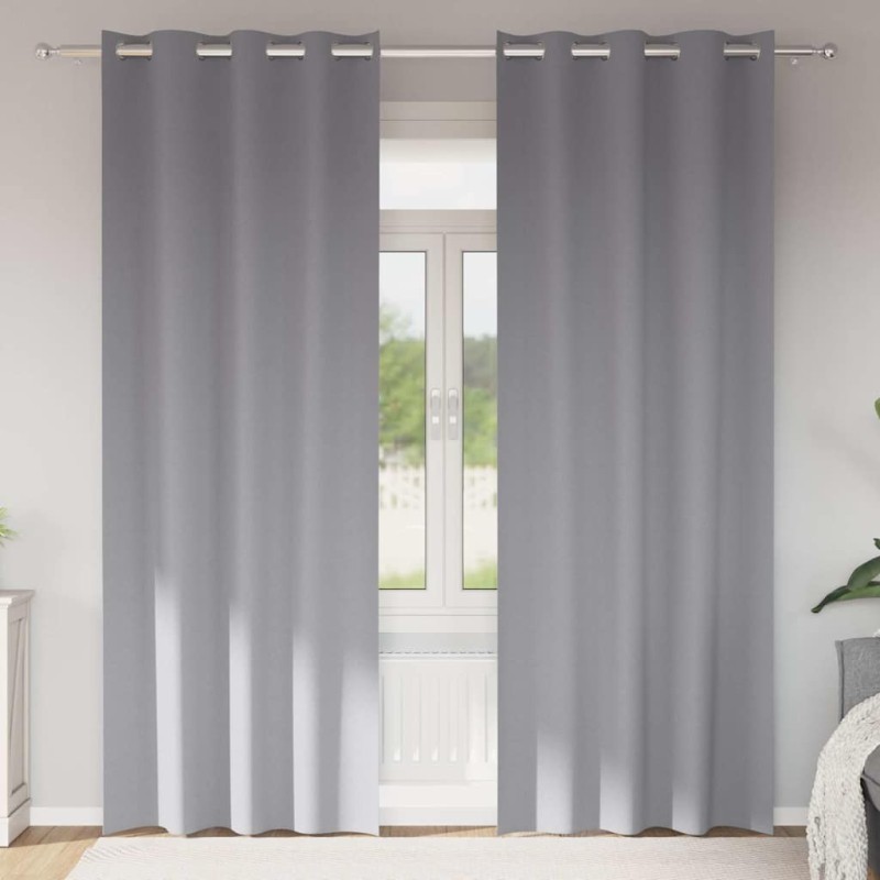 Rideaux occultants avec anneaux 2 pcs Gris clair 225 x 140 cm 536881536881