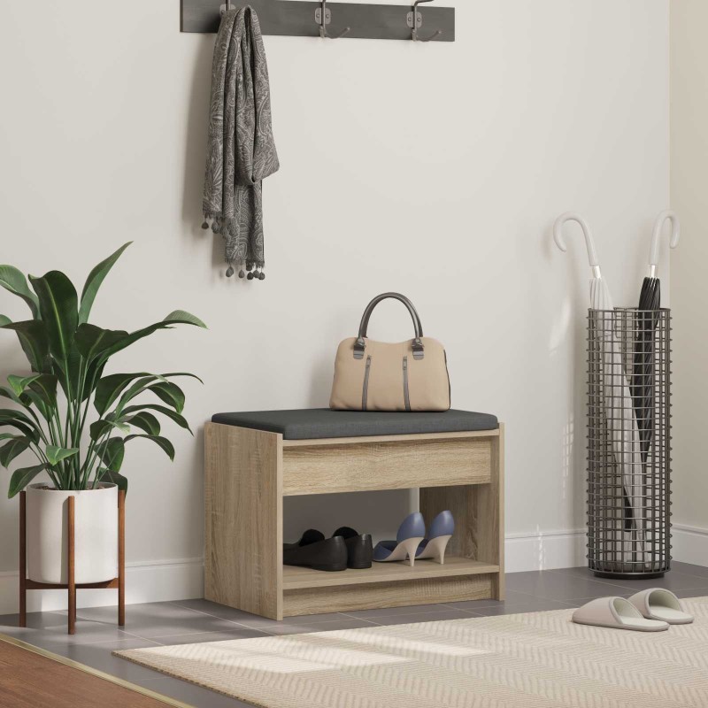Banc d'entrée avec coussin Chêne Sonoma 63 x 38 x 45 cm 536882536882