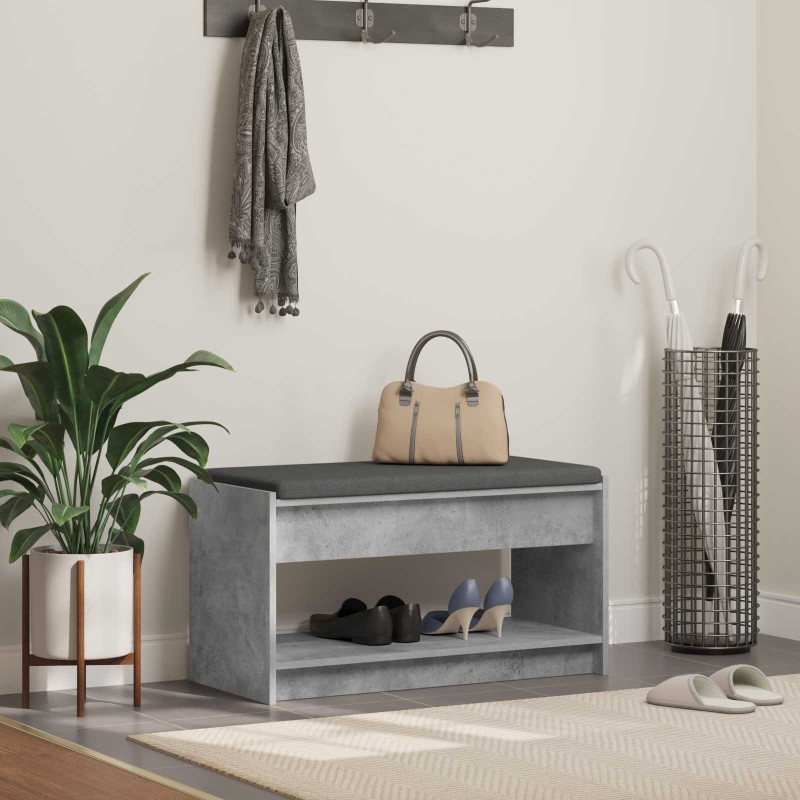 Banc d'entrée avec coussin Gris Béton 83 x 38 x 45 cm 536884536884