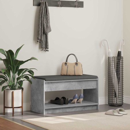 Banc d'entrée avec coussin Gris Béton 83 x 38 x 45 cm 536884536884
