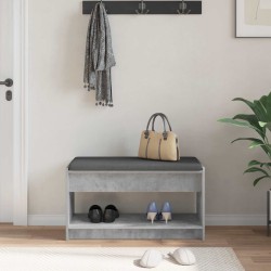 Banc d'entrée avec coussin Gris Béton 83 x 38 x 45 cm 536884536884