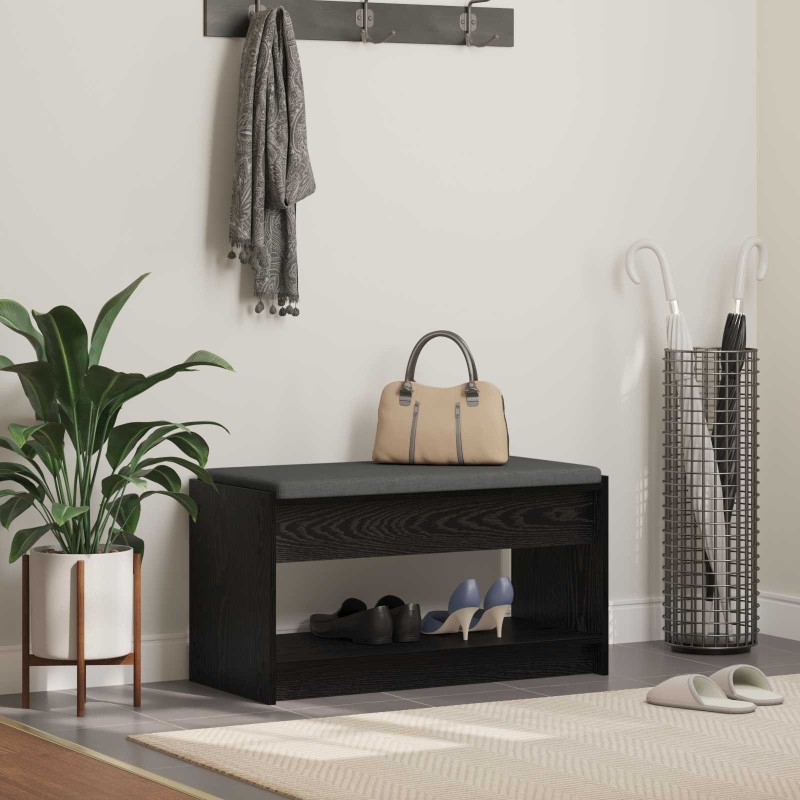 Banc d'entrée avec coussin Chêne Noir 83 x 38 x 45 cm 536886536886
