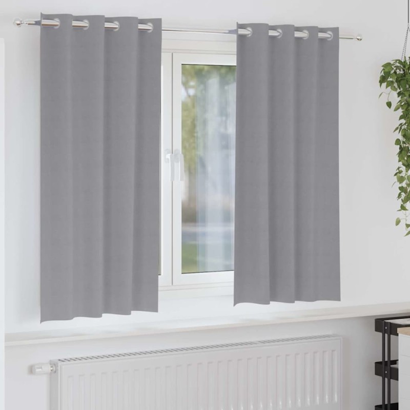 Rideaux occultants avec anneaux 2 pcs Gris clair 175 x 140 cm 536887536887