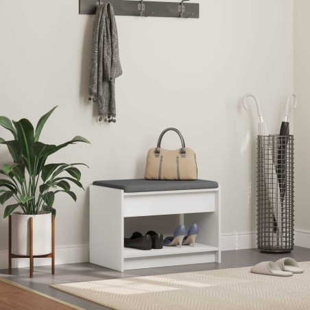 Banc d'entrée Blanc 63 x 38 x 45 cm Bois Ingénierie et Tissu 536891536891