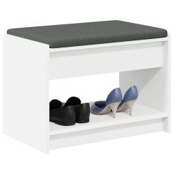 Banc d'entrée Blanc 63 x 38 x 45 cm Bois Ingénierie et Tissu 536891536891