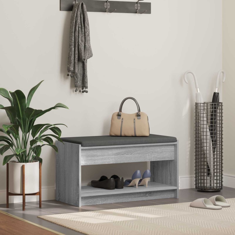 Banc d'entrée avec coussin Gris Sonoma 83 x 38 x 45 cm 536892536892