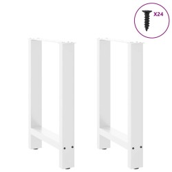Pieds de table à manger Blanc 2 pièces 60 x (72-73) cm Acier 536896536896