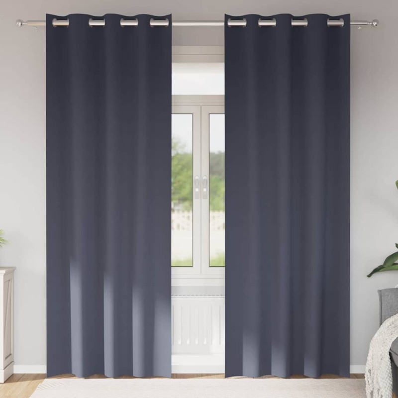 Rideaux occultants avec anneaux 2 pcs Anthracite 225 x 140 cm 536902536902