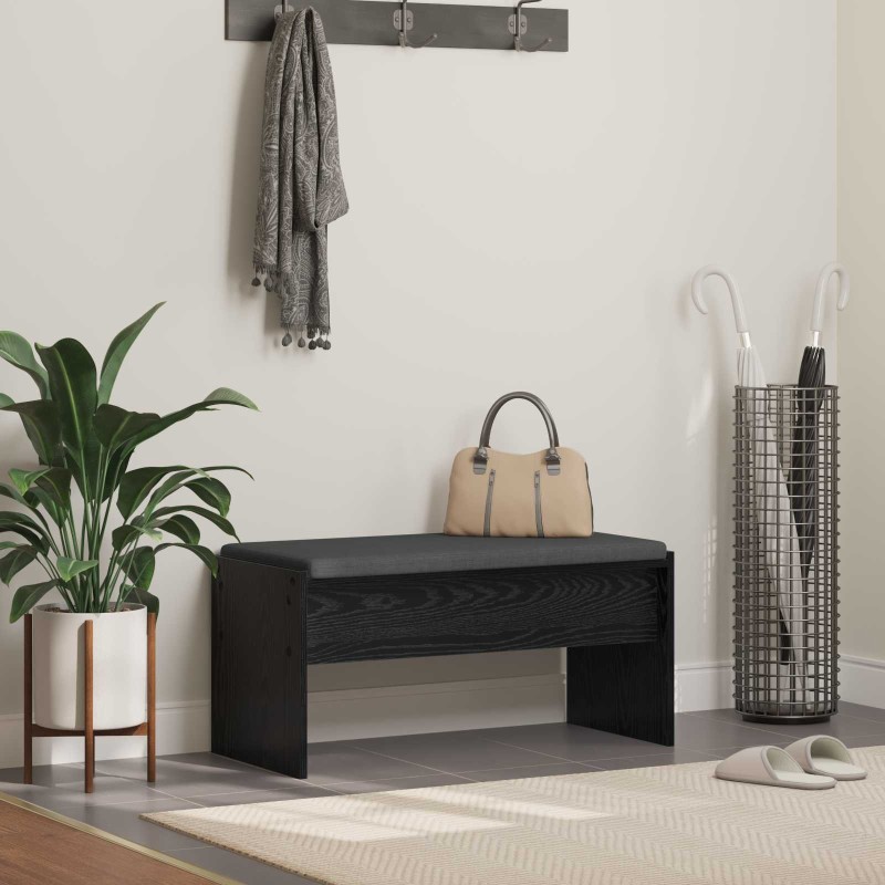 Banc d'entrée avec coussin Chêne noir 83 x 38 x 40 cm 536913536913