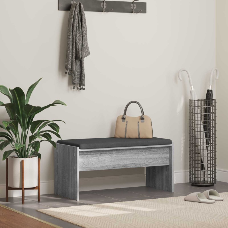 Banc d'entrée avec coussin Gris Sonoma 83 x 38 x 40 cm 536916536916