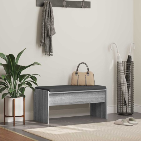Banc d'entrée avec coussin Gris Sonoma 83 x 38 x 40 cm 536916536916