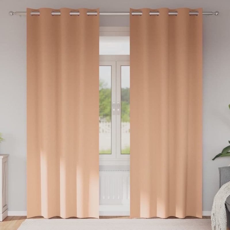 Rideaux occultants avec anneaux 2 pcs Marron Clair 260 x 140 cm 536924536924