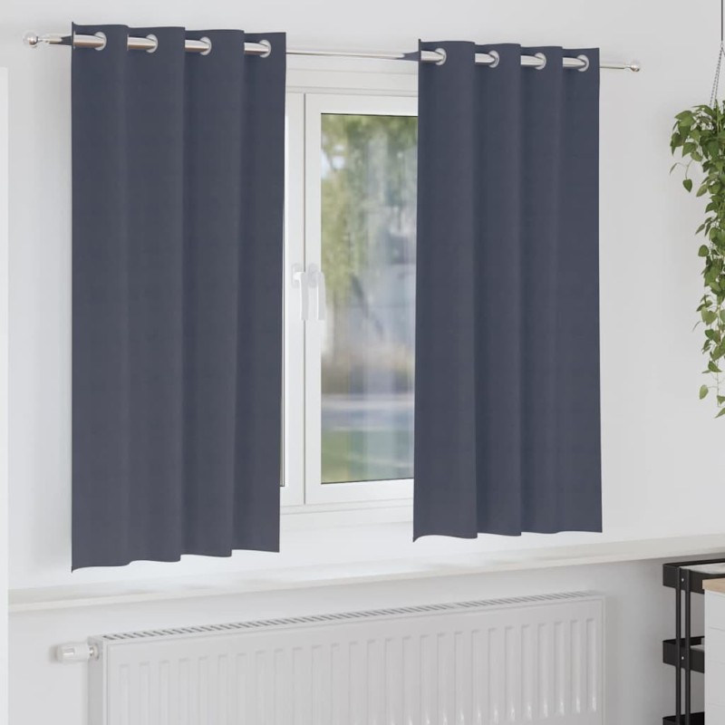Rideaux occultants avec anneaux 2 pcs Anthracite 175 x 140 cm 536926536926