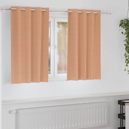 Rideaux occultants avec anneaux 2 pcs Marron Clair 140 x 140 cm 536928536928