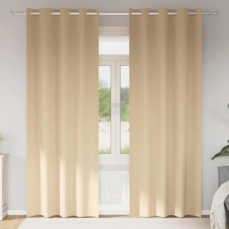 Rideaux occultants avec anneaux 2 pcs Crème 225 x 140 cm 536938536938