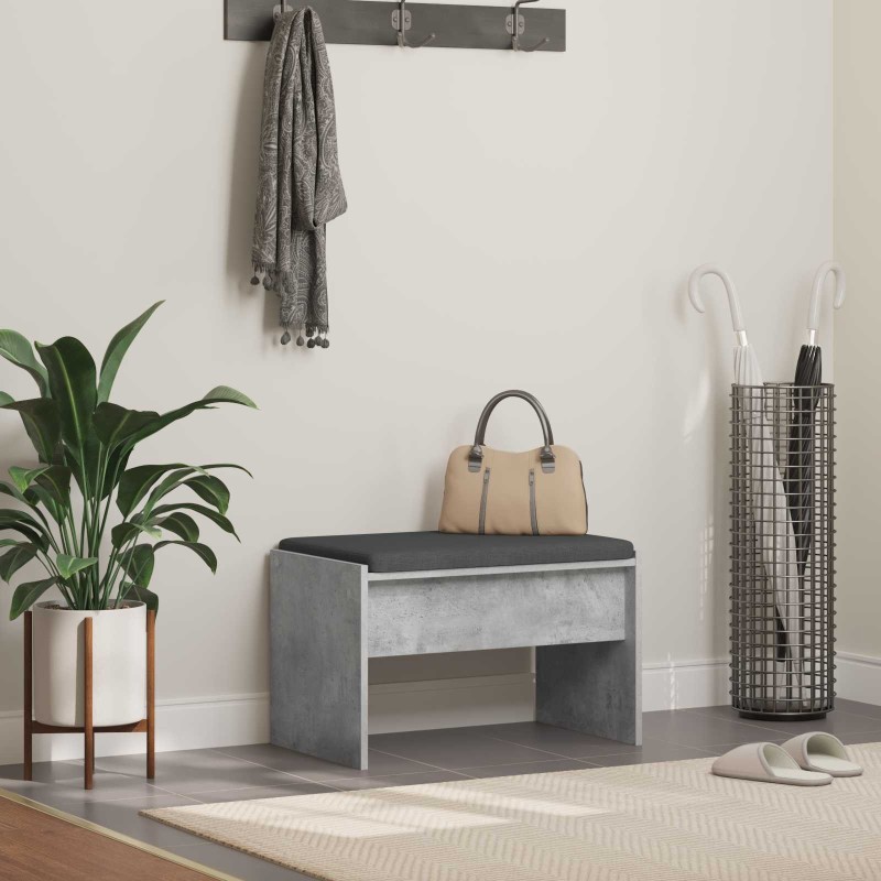 Banc d'entrée avec coussin Gris béton 63 x 38 x 40 cm 536939536939