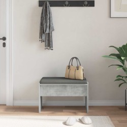Banc d'entrée avec coussin Gris béton 63 x 38 x 40 cm 536939536939