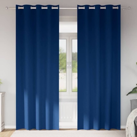 Rideaux occultants avec anneaux 2 pcs Bleu foncé 260 x 140 cm 536946536946
