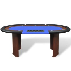 Table de poker pour 10 joueurs avec espace de croupier Bleu  536963536963