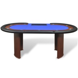 Table de poker pour 10 joueurs avec espace de croupier Bleu  536963536963