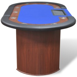 Table de poker pour 10 joueurs avec espace de croupier Bleu  536963536963