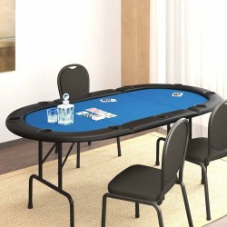 Table de poker pliable 10 joueurs Bleu 207x106x76 cm 536986536986
