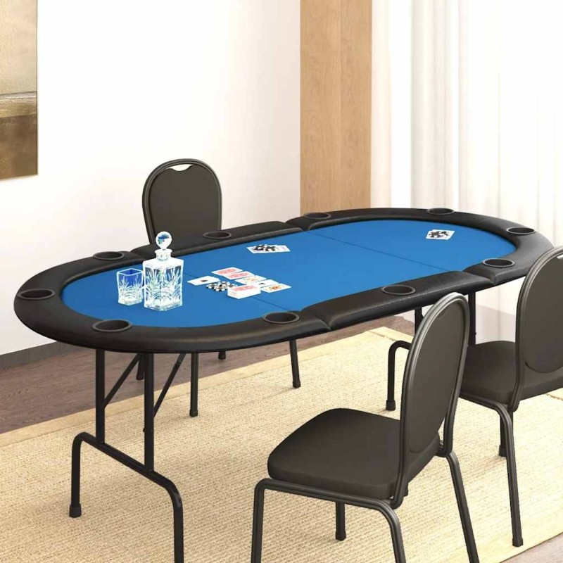 Table de poker pliable 10 joueurs Bleu 207x106x76 cm 536986536986