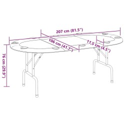 Table de poker pliable 10 joueurs Bleu 207x106x76 cm 536986536986